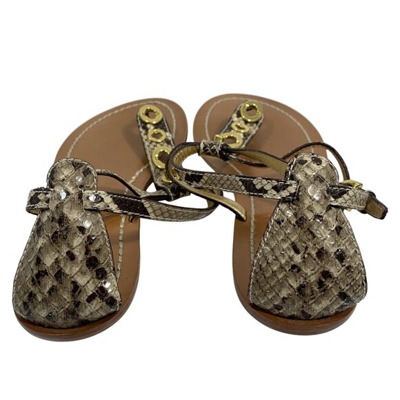 Coach Womens Sienna Snake-Print Leather Sandals Gold Turnlock Size 8.5 B - Picture 4 of 9